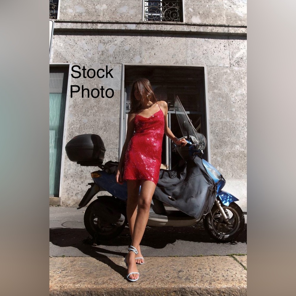 Zara Hot Pink Sequin Slip Mini Dress - Picture 4 of 5